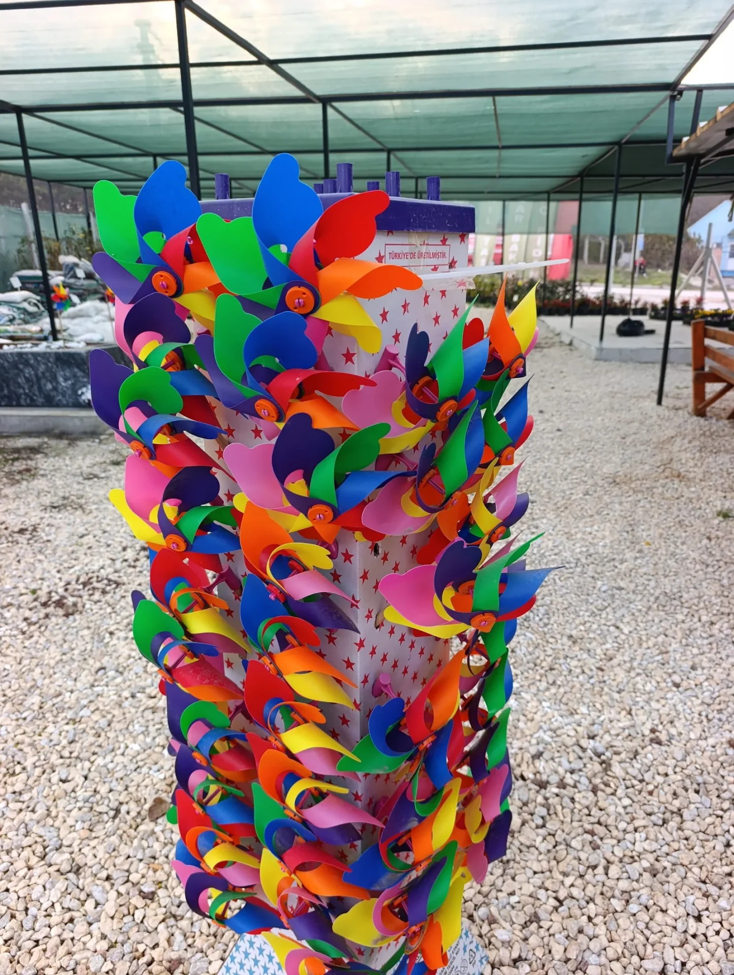 Rüzgar Gülü Modeli – 20 cm Çap | 50 cm Ahşap Çubuk - Kabir ve Bahçe Rüzgar Gülü