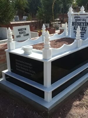 Asır Mezar – Çift Taban Apsolit Granit Hilal Kafesli Model Mermer